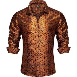 DiBanGu Men's Burnt Orange‎ Paisley Dress Shirt, Long Sleeve, Size XXL-NWT